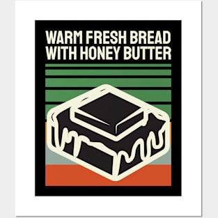 Vintage Warm Fresh Bread With Honey Butter Posters and Art